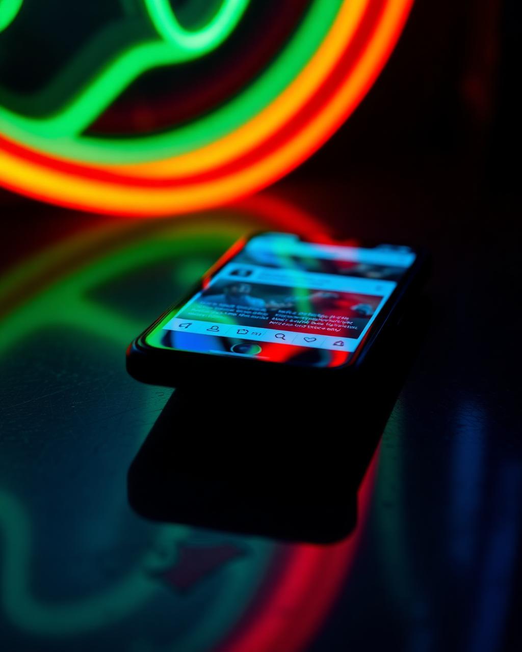 Phone glowing with social feeds